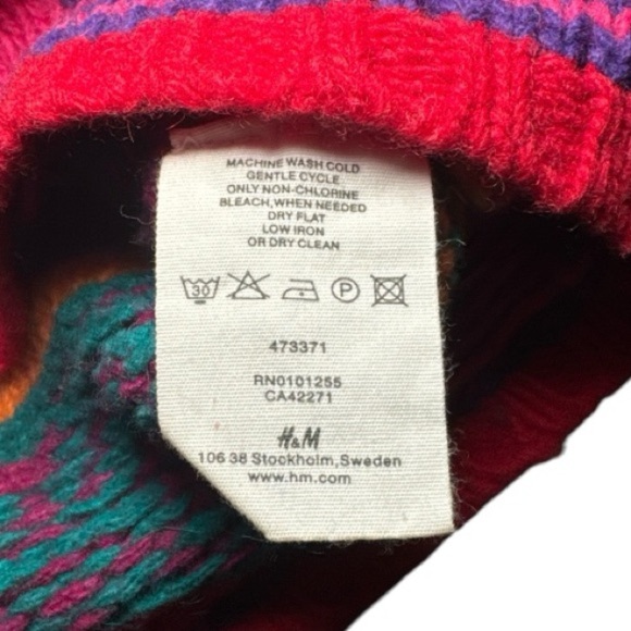 RARE H&M Designer Inspired Wool Aztec Boho Turtleneck Sweater Sz 10 - Picture 7 of 15